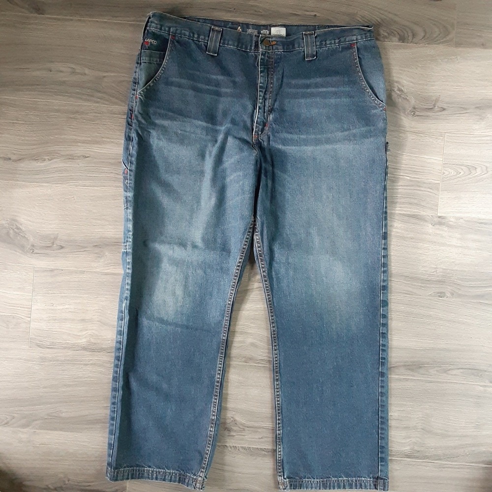LAPCO FR Flame Resistant Carpenter Work Jeans Mens 44x34 Blue Denim CAT2 NFPA
